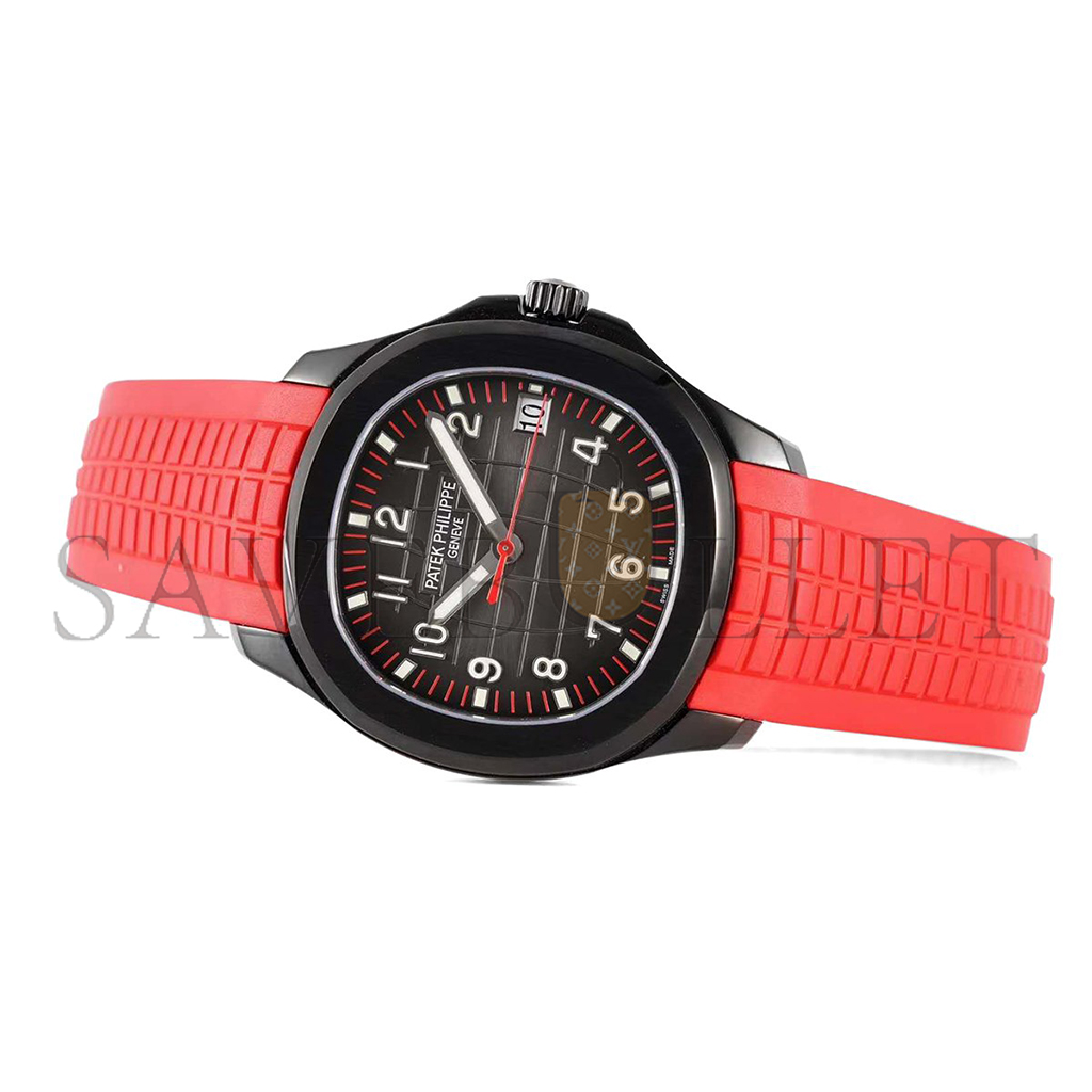 PATEK PHILIPPE AQUANAUT‘BLACK VENOM’BLACK DIAL ON RED RUBBER STRAP WATCH 5167A